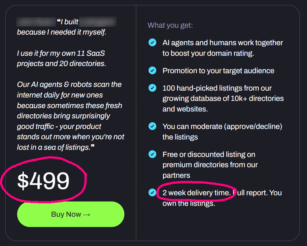 Manual directory submission example 1